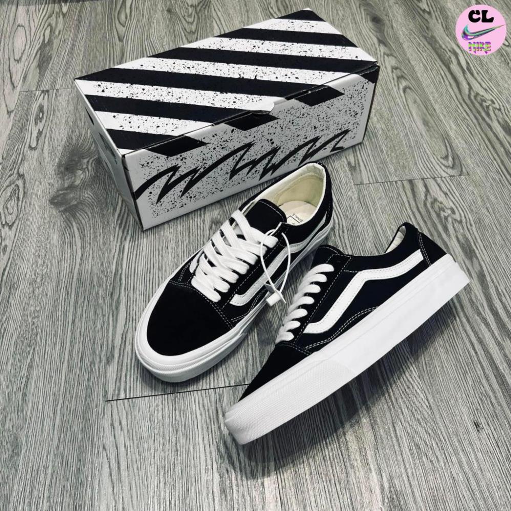 Giày Vans Vault Old Skool Bản Hàng Hịn, Vans Caro. Giày Vans Đen Vạch Trắng Nam Nữ-Công Giày