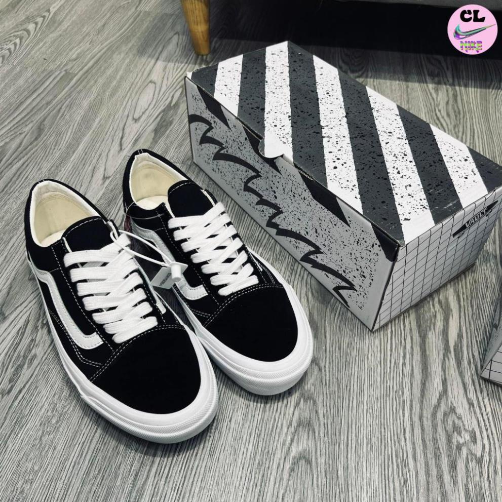 Giày Vans Vault Old Skool Bản Hàng Hịn, Vans Caro. Giày Vans Đen Vạch Trắng Nam Nữ-Công Giày