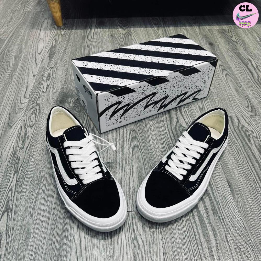 Giày Vans Vault Old Skool Bản Hàng Hịn, Vans Caro. Giày Vans Đen Vạch Trắng Nam Nữ-Công Giày
