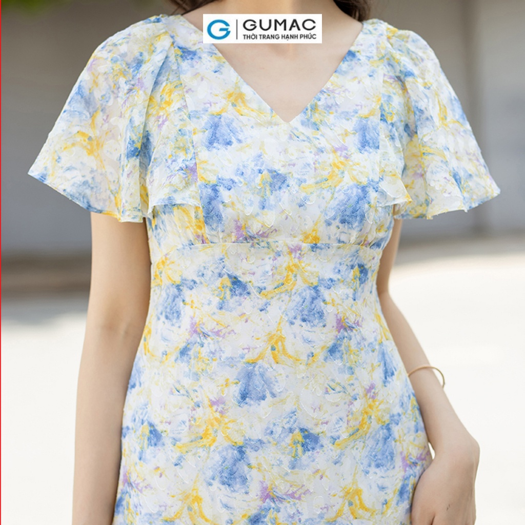 Đầm hoa phối bèo GUMAC DD08069