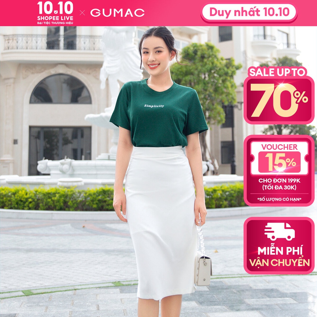 Chân váy công sở dáng suông GUMAC LVD0901 có xẻ tà sau