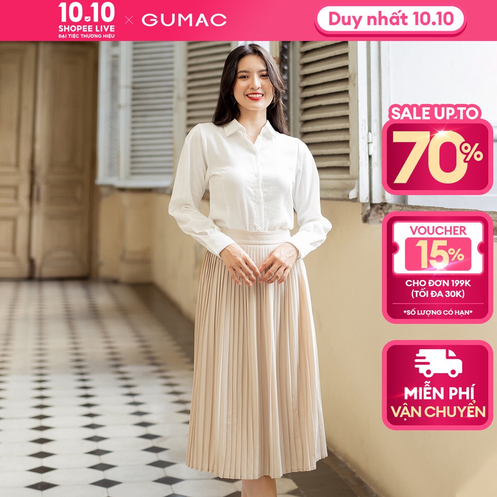 Chân váy dập ly thời trang GUMAC VD07034