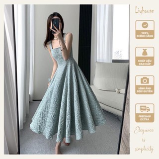 Đầm hai dây bản to xốp nổi dáng xòe dự tiệc đi biển sang chảnh cho nữ - Liyhouse