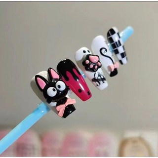 Charm đầu mèo đen cá tính,charm chân mèo cute nail mẫu mới