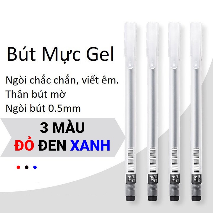 Bút Gel bút bi nước văn phòng mực gel 0.5mm 🌟FREESHIP🌟 bút học sinh văn phòng mực đều nét chữ đẹp đủ màu xanh đen đỏ