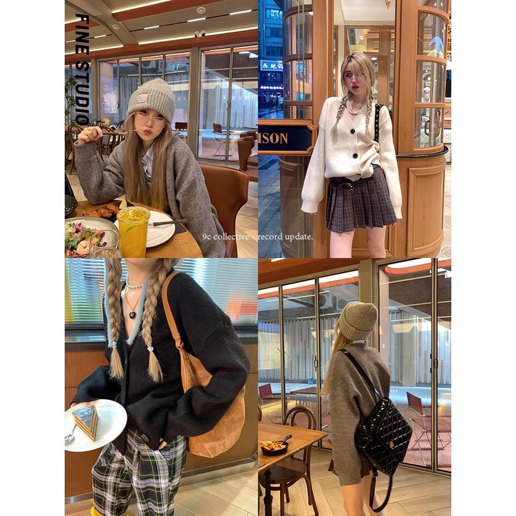 Áo Khoác cardigan Dệt Kim Màu Đen Phong Cách Hàn Quốc Thời Trang Mùa Thu Cho Nữ