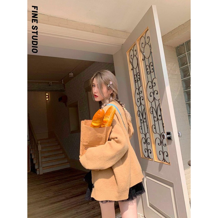 Áo Khoác cardigan Dệt Kim Màu Đen Phong Cách Hàn Quốc Thời Trang Mùa Thu Cho Nữ