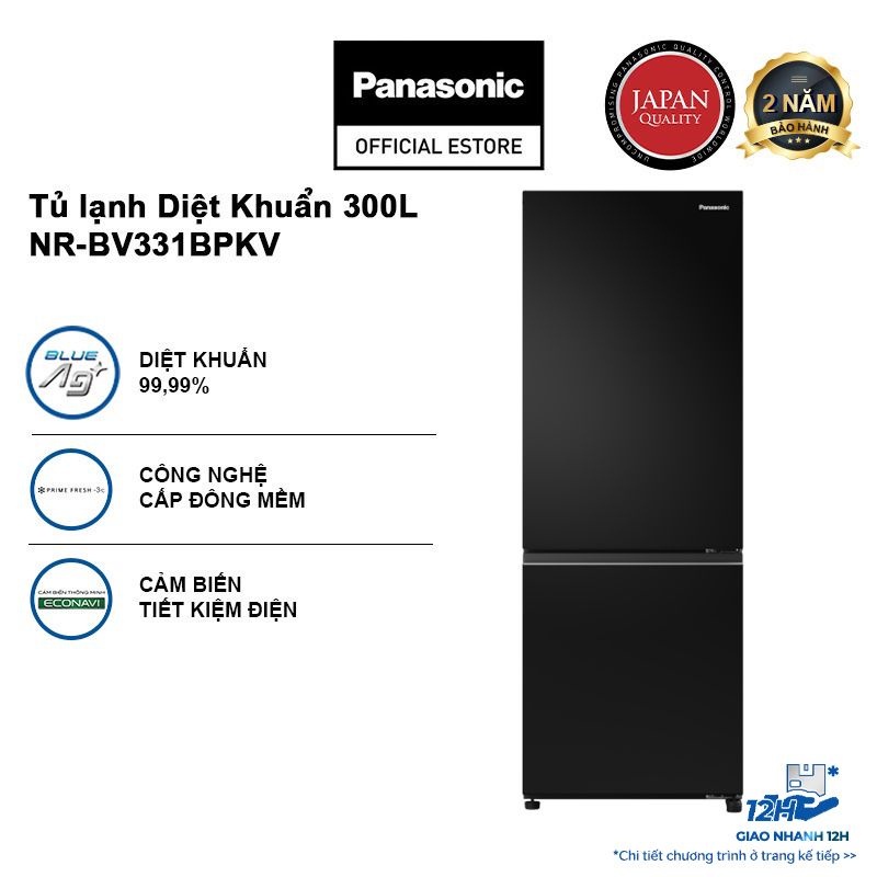 [TRẢ GÓP 0%] Tủ lạnh Panasonic Diệt Khuẩn 300L NR-BV331BPKV Cấp Đông Mềm - Ngăn Đá Dưới