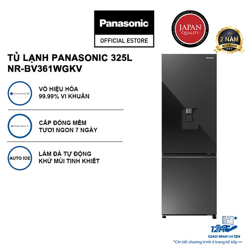 [TRẢ GÓP 0%] Tủ lạnh Panasonic Vô Hiệu Hóa Vi Khuẩn 325L NR-BV361WGKV - Ngăn Đông Mềm