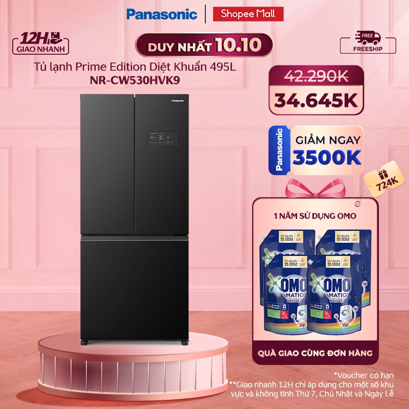 Tủ lạnh Panasonic Diệt Khuẩn 495L NR-CW530HVK9 3 Cửa-Cấp Đông Mềm-Cấp đông Siêu Tốc