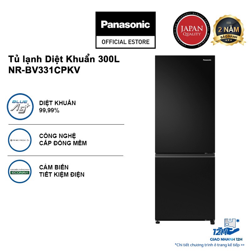 [TRẢ GÓP 0%] Tủ lạnh Panasonic Diệt Khuẩn 300L NR-BV331CPKV Cấp Đông Mềm - Ngăn Đá Dưới