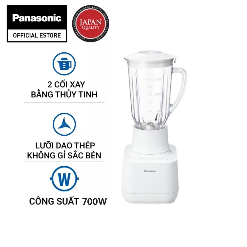 Máy xay sinh tố Panasonic MX-MG5351WRA (2 cối) 700W-1.5L- Cối thủy tinh chống xước - Hàng Chính hãng - Bảo hành 12 tháng