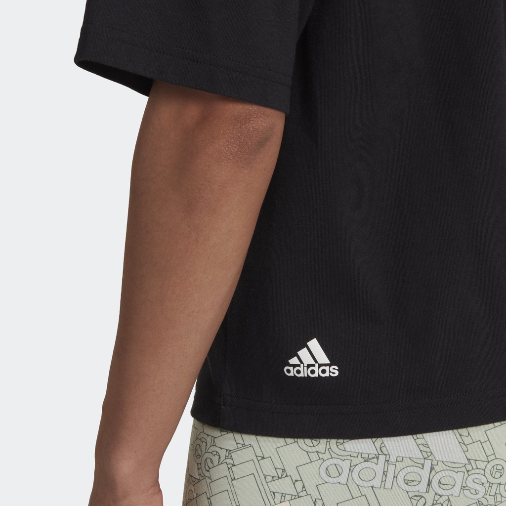 Adidas Phong cách sống Áo Thun Lửng Loose Fit Logo Nhiều Màu Essentials Nữ Đen HL4426