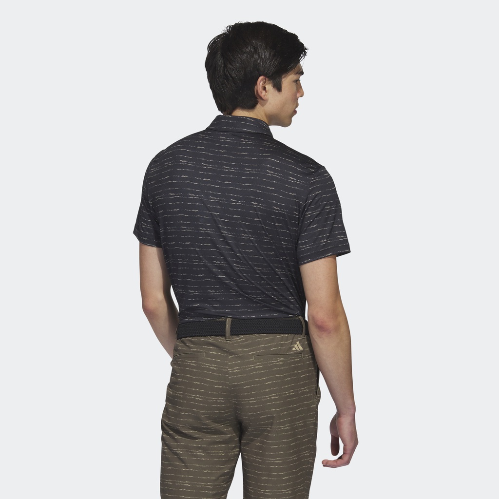Adidas Đánh gôn Áo Polo Golf Khóa Kéo Kẻ Sọc Nam Đen IC1347