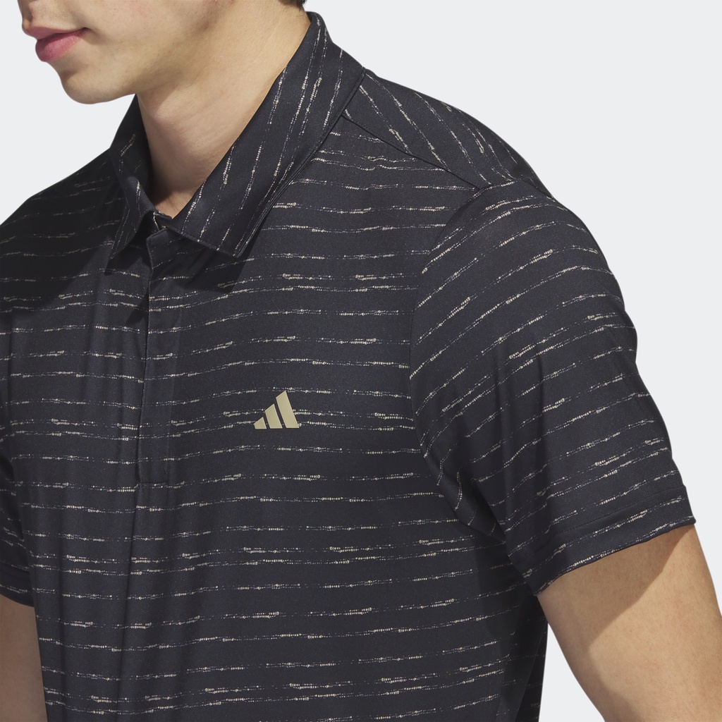 Adidas Đánh gôn Áo Polo Golf Khóa Kéo Kẻ Sọc Nam Đen IC1347