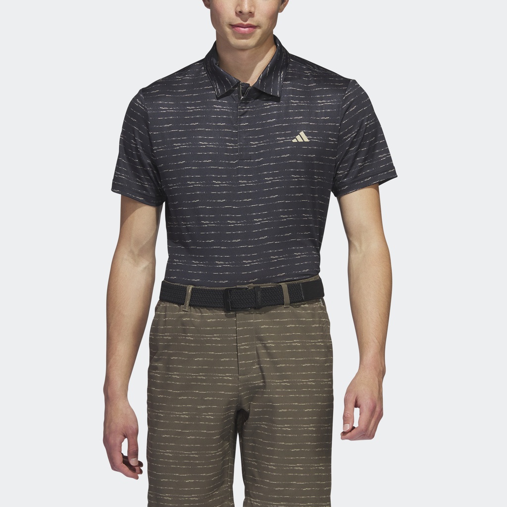 Adidas Đánh gôn Áo Polo Golf Khóa Kéo Kẻ Sọc Nam Đen IC1347