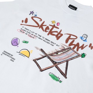 Áo Thun Oversize SOUSTATE "Sketch Plan" (Trắng)