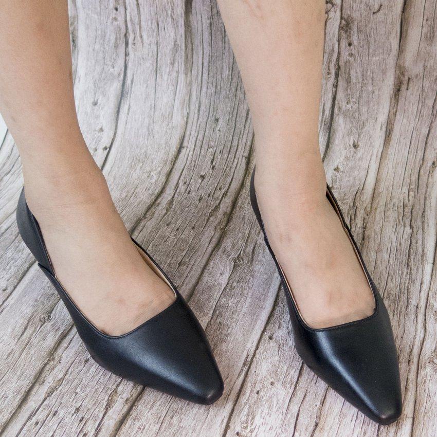 Cao gót da thật mũi vuông