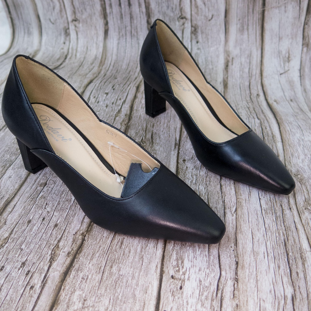 Cao gót da thật mũi vuông