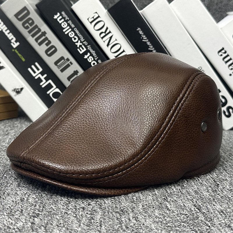 Mũ beret nam da bò M307