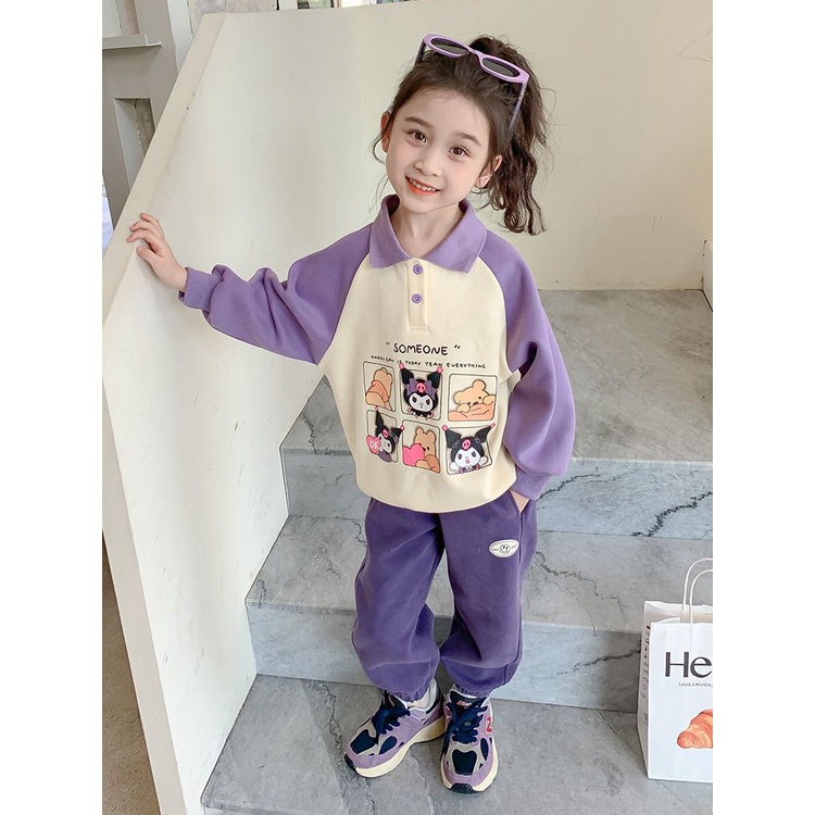 Xinxin ~ Áo sweatshirt Tay Dài Màu Tím Phong Cách Châu Âu Thời Trang Mùa Thu 2023 Mới Cỡ Lớn Phong Cách kuromi Cho Bé Gái