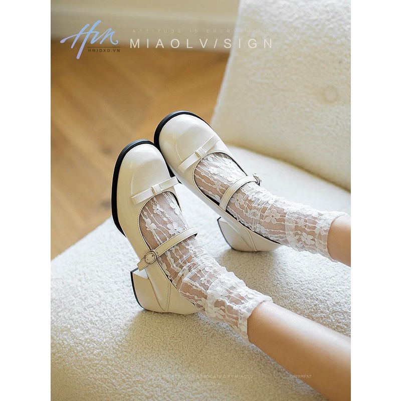 Giày mary jane Bằng Da Màu Trắng Thời Trang Mùa Hè Cho Nữ