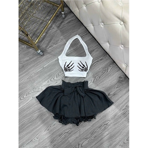 Áo YẾM TRÒNG CỔ CROPTOP IN HÌNH SIU HOT, Hình thật, giá xưởng