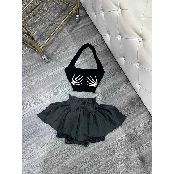 Áo YẾM TRÒNG CỔ CROPTOP IN HÌNH SIU HOT, Hình thật, giá xưởng