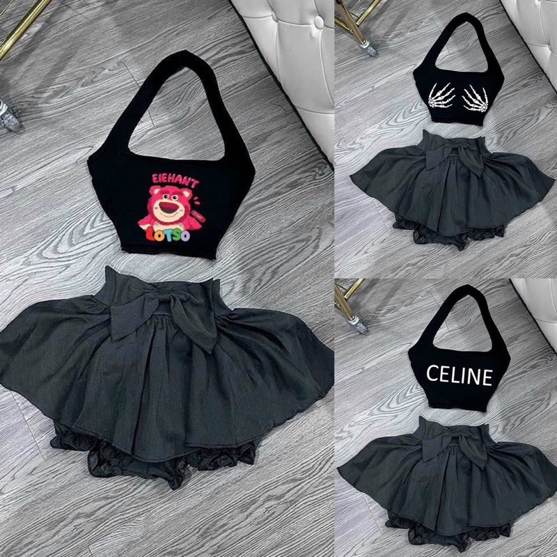 Áo YẾM TRÒNG CỔ CROPTOP IN HÌNH SIU HOT, Hình thật, giá xưởng