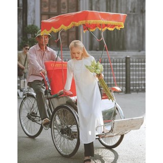 [áo dài suông - áo dài xưa - áo dài trắng hà thành trang nhã mặc đi làm - chụp ảnh - đi học đi lễ chùa]]