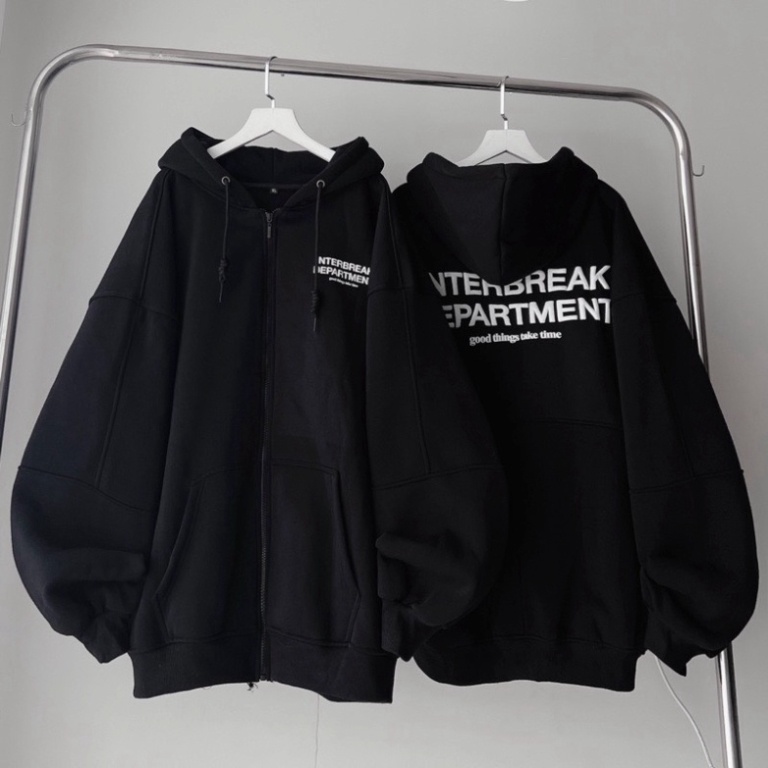 Áo Khoác Nỉ Hoodie Zip INTERBREAK  Form Rộng Unisex Nam Nữ - Áo Hoodie dây kéo Jaysto