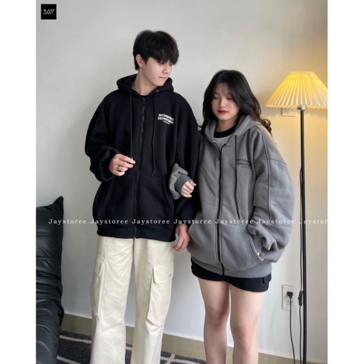 Áo Khoác Nỉ Hoodie Zip INTERBREAK  Form Rộng Unisex Nam Nữ - Áo Hoodie dây kéo Jaysto