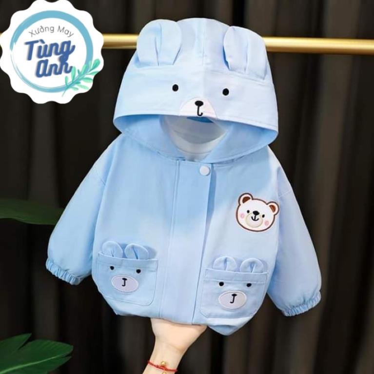 Áo phao gấu thêu 2 màu xinh xắn cho bé trai, bé gái phong cách hàn