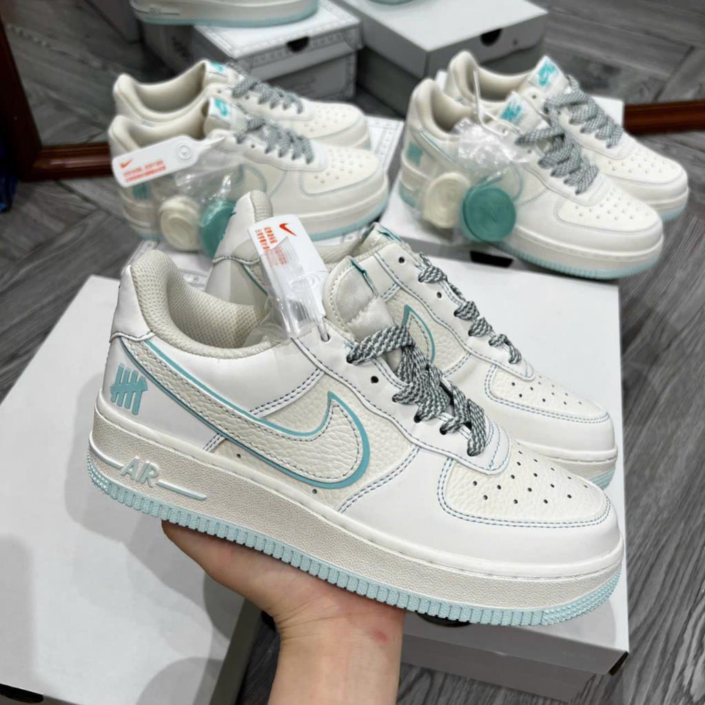 Giày Thể Thao Nam Nữ Undefeated x Nike Air Force 1 07 Low Beige White Ice Blue Af1 Trắng Xanh Ngọc