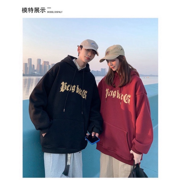 Áo hoodie nam nữ unisex nỉ bông bigsize dáng rộng tay dài có mũ mặc đồ đôi phong cách hàn quốc