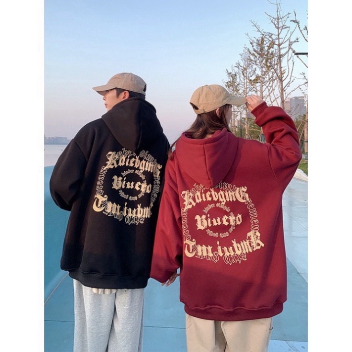 Áo hoodie nam nữ unisex nỉ bông bigsize dáng rộng tay dài có mũ mặc đồ đôi phong cách hàn quốc