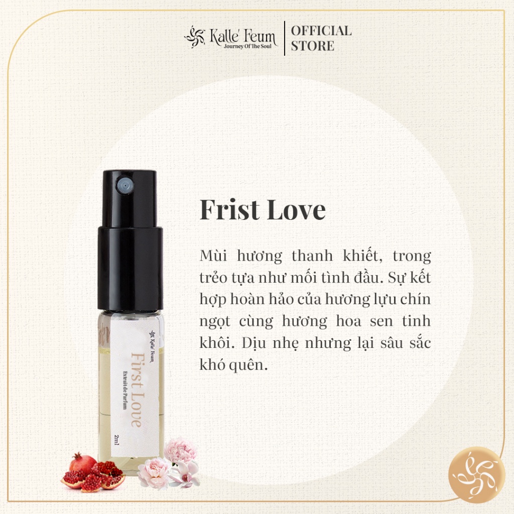 Tinh Dầu Nước Hoa Nữ FIRST LOVE Mùi Hương Dịu Dàng,Trong Sáng Dạng Xịt Vial 2ml | Kalle' Feum
