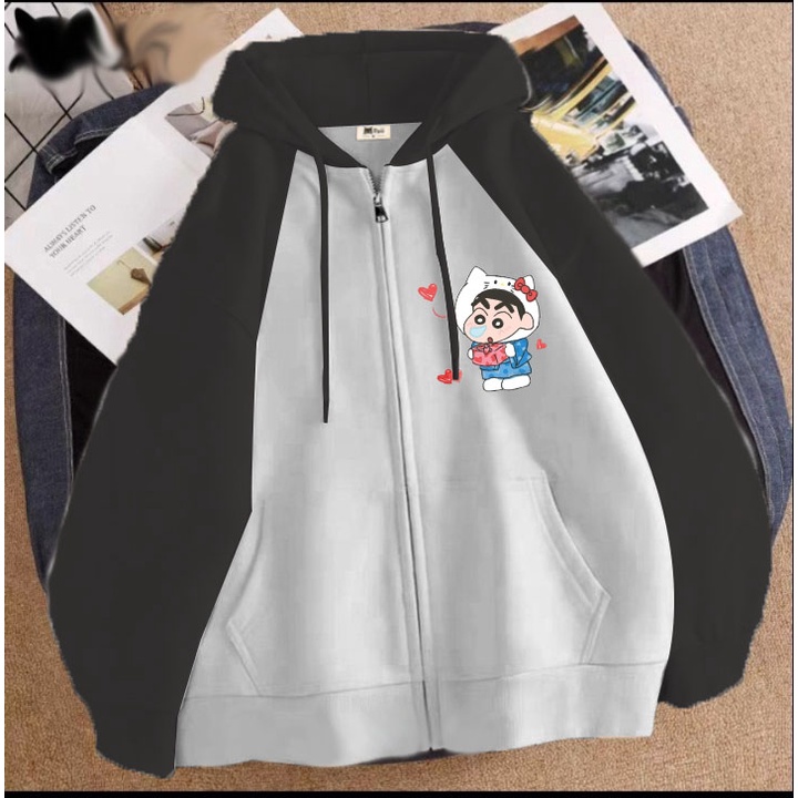 Áo khoác thỏ trắng 6108 cho bé gái chất nỉ phom rộng size từ 9 đến 65kg