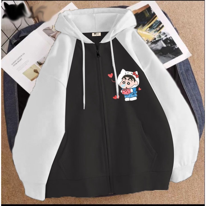 Áo khoác thỏ trắng 6108 cho bé gái chất nỉ phom rộng size từ 9 đến 65kg