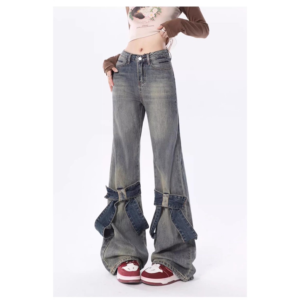 Quần jeans Nữ Dài Lưng Cao Ống Loe Thời Trang
