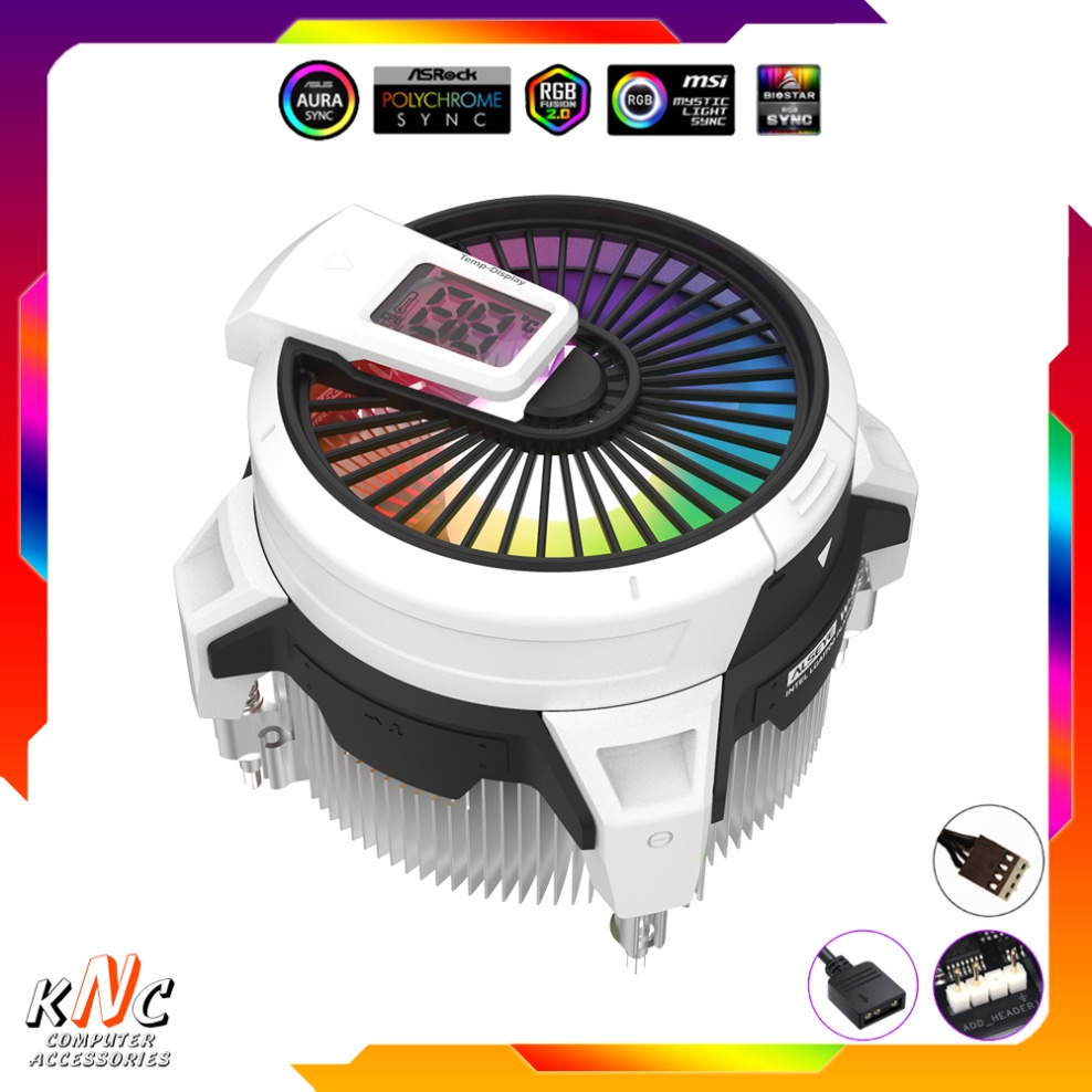 Quạt Tản Nhiệt CPU Alseye W90 White Kích Thước Fan 9cm Led 5v ARGB Đế Đồng - Hàng Fullbox