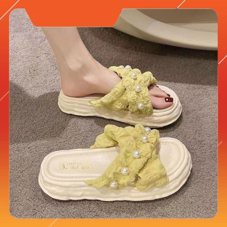 Dép nữ đính hạt quai chéo màu patsel siêu đẹp