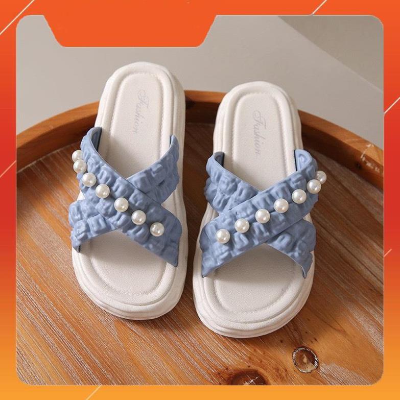 Dép nữ đính hạt quai chéo màu patsel siêu đẹp