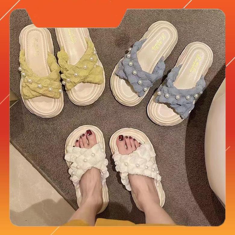 Dép nữ đính hạt quai chéo màu patsel siêu đẹp