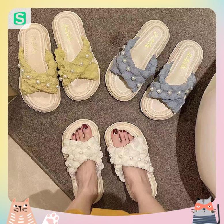 Dép nữ đính hạt quai chéo màu patsel siêu đẹp