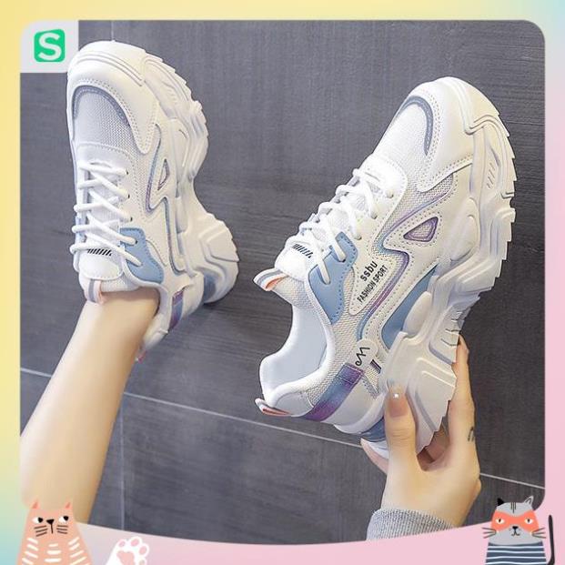 Giày Thể Thao Nữ Màu Trắng Đế Cao 5cm Kiểu Dáng Năng Động Trẻ Trung,Giày Nữ Mẫu Mới Êm Chân Thoáng Khí