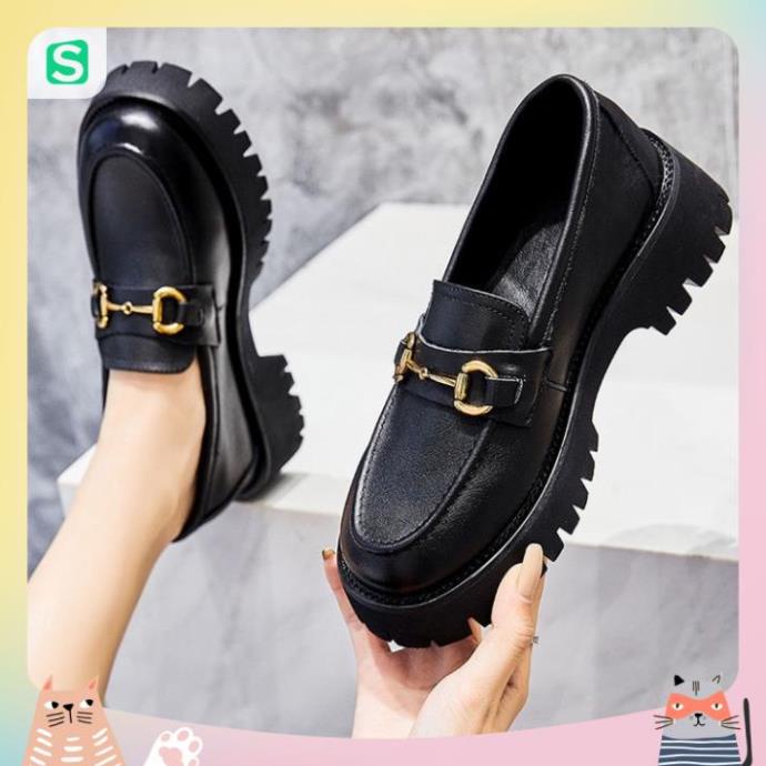 Giầy búp bê nữ da mềm quai xích đôn đế cao 4cm, giày nữ đi học ULZZANG SHOES phong cách hàn quốc