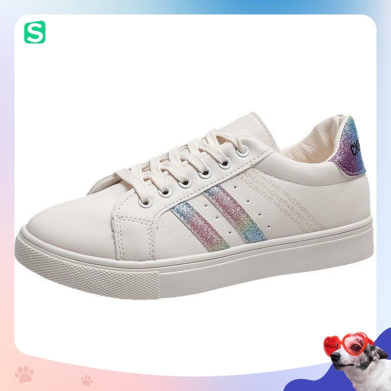 Giày thể thao nữ đế bằng màu trắng thời trang cho nữ năm 2023 Mã 8711