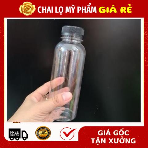 [TRÙM SỈ] Chai Lọ Nhựa Tròn 330ml Cổ Rộng Đựng Trà Sữa, Nước Trái Cây