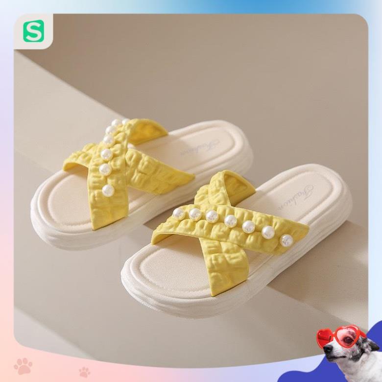 Dép nữ đính hạt quai chéo màu patsel siêu đẹp